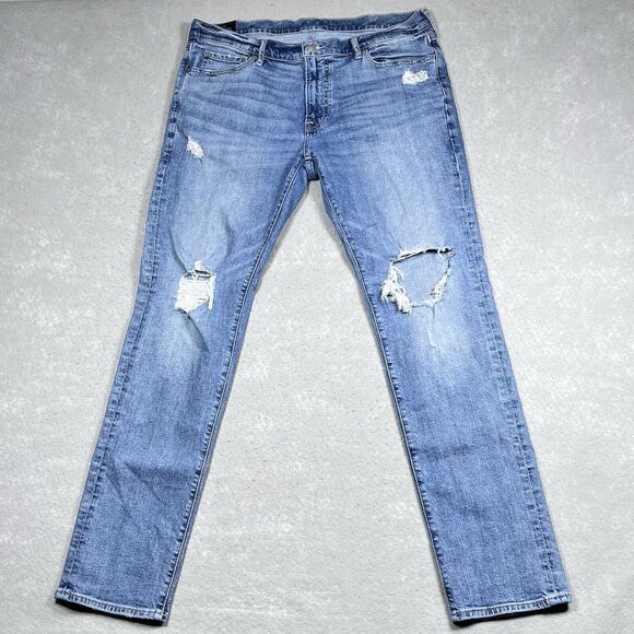 Abercrombie & Fitch Skinny Jeans Mens Size 36 Distressed Inseam 31 in Pockets - Picture 1 of 13